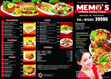 Menu at MEMO S Döner Pizza Haus Rastatt