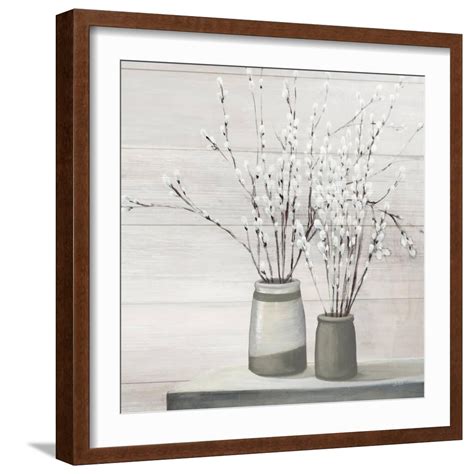 Art Pussy Willow Still Life Gray Pots Shiplap Art Print By Julia