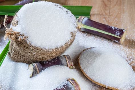 White Sugar and Sugar Cane on the Table Stock Photo - Image of organic ...