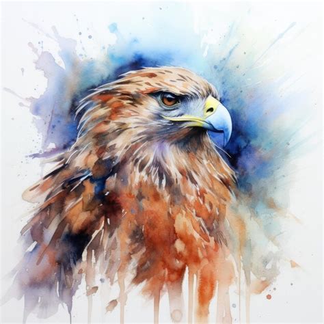 Premium AI Image Watercolor Painting Of Hawk With White Background