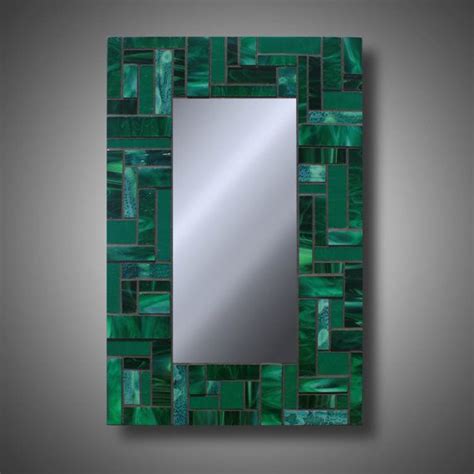 Made To Order Grass Green Stained Glass Mosaic Mirror 12 X 18 Handmade In Indiana Stained