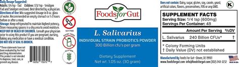 Lactobacillus Salivarius Probiotic Powder 300 Billion cfu' 30 Gram ...