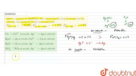 When A Solution Of AgNO 3 1 M Is Electrolysed Using Pt Anode And Cu