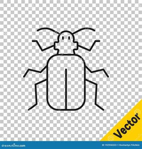 Black Line Chafer Beetle Icon Isolated On Transparent Background