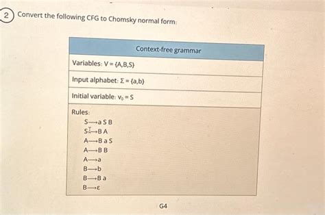 Solved Convert The Following CFG To Chomsky Normal Form Chegg