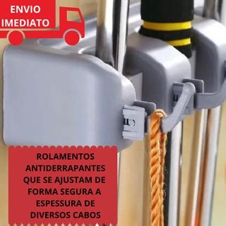 Suporte Organizador Para Vassouras Rodos Cabos Multiuso Funcional Para