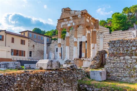 Roman Ruins of Tempio Capitolino in Brescia, Italy Editorial ...