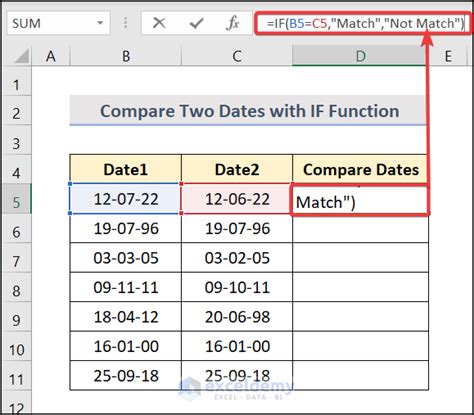 How To Compare Dates In Two Columns In Excel 8 Methods