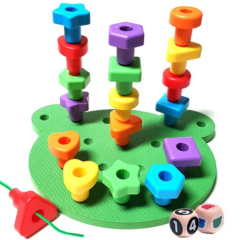 Peg Board Stacking Toddler Toys Lacing Fine Motor Skills Montessori ...