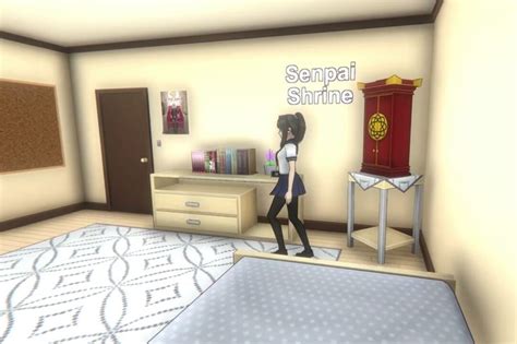 An Animated Image Of A Woman Walking Into A Room With A Bed And Dresser