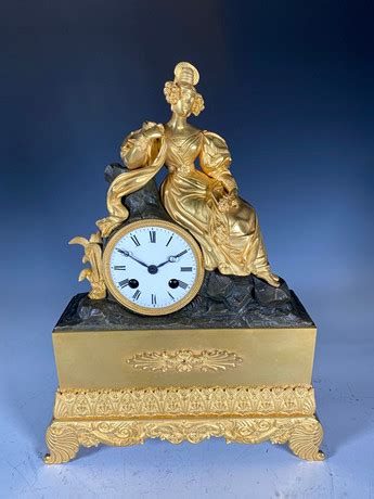 Honor Pons French Louis Philippe Mantel Clock In Partially Gilt