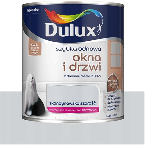 Dulux Farba Do Drewna PCV Metalu Szybka Odnowa OKIEN I DRZWI SZARY 0