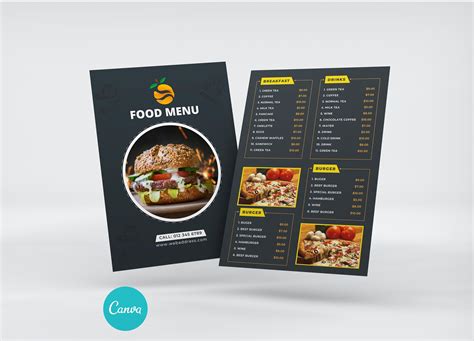 Restaurant Menu Poster With Food Print Templatefood Menu Template