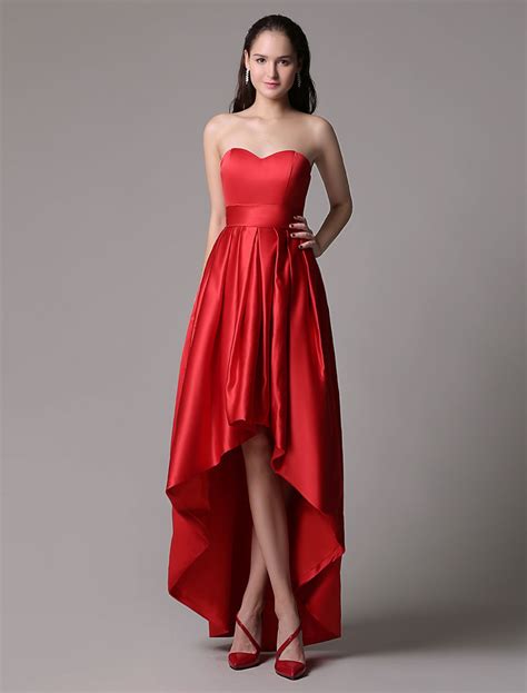 Strapless Red Prom Dresses High Low