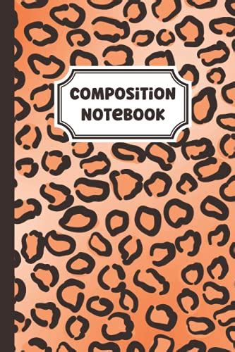 Orange Composition Notebook Wide Ruled With Leopard Animal Print A