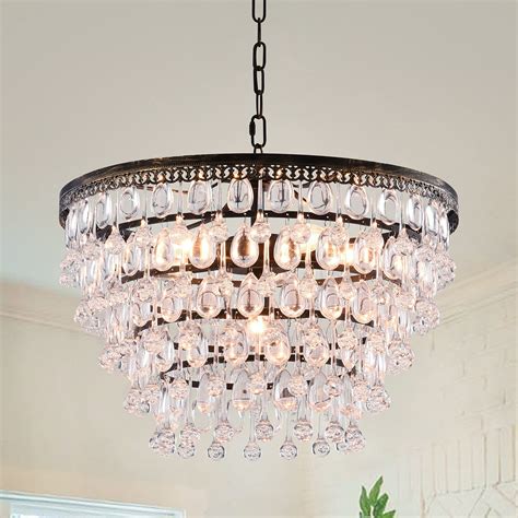 Papaya Antique Crystal Chandelier Lamps Farmhouse Gold Painted Metal