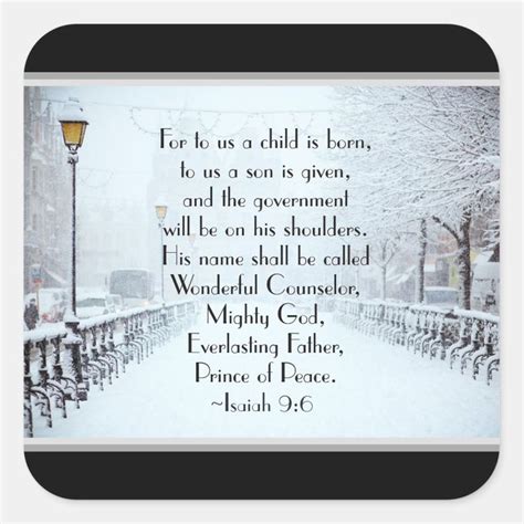 Isaiah 96 For To Us A Child Is Born Christmas Square Sticker Zazzle