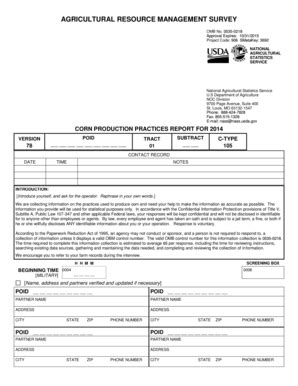 Fillable Online Nass Usda 2014 Corn Questionnaire National