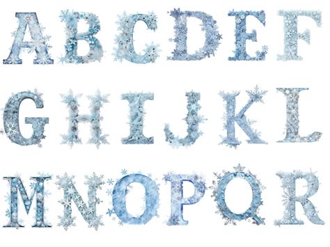 Snowflake Alphabet Letters Png Alphabet Png Instant Etsy