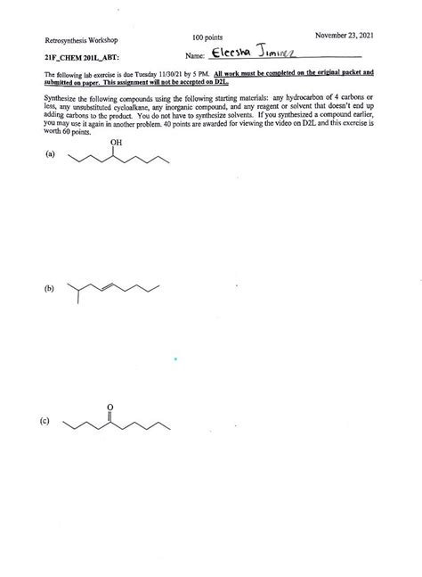 Solved Synthesize The Following Compounds Using The Chegg