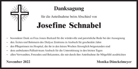 Traueranzeigen Von Josefine Schnabel Trauer Flz De