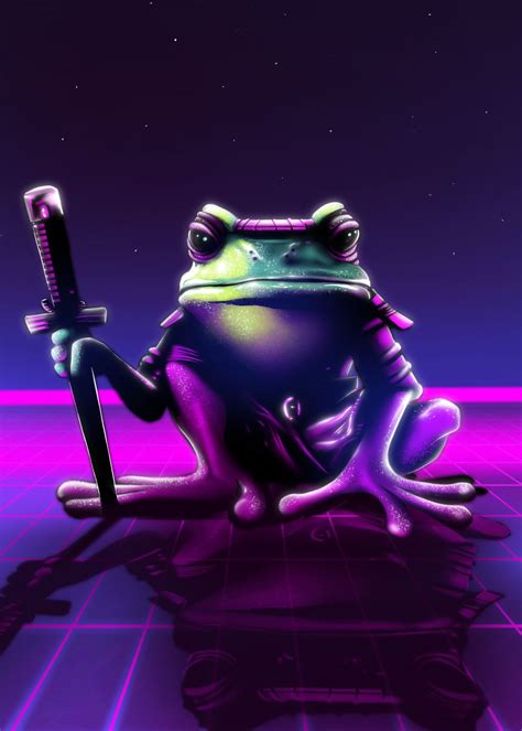 Retro Samurai Frog Poster By Denis Orio Ibañez Displate