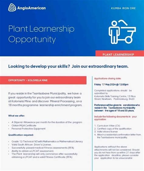 Kumba Iron Ore Plant Learnership Searching For Applicants