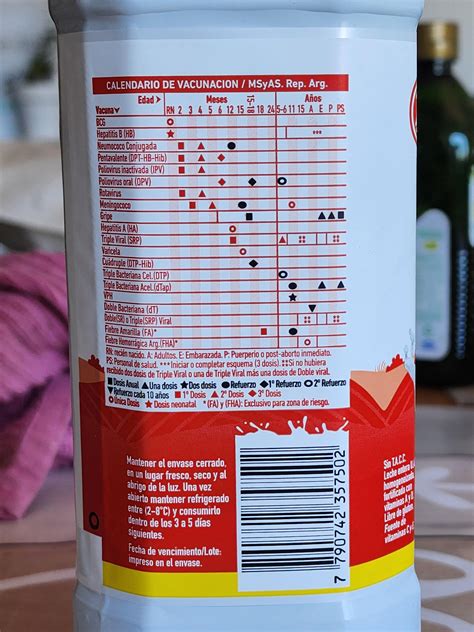 Milk in Argentina with a vaccination calendar : r/mildlyinteresting