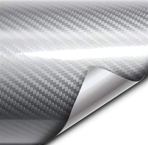 VViViD Epoxy High Gloss Carbon Fiber Automotive Vinyl Wrap Silver 2ft