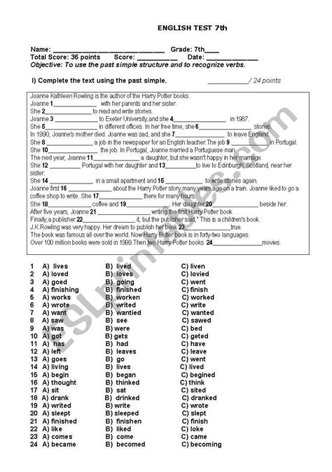 Reading Comprehension Past Tenses Reading Comprehension Past Tense