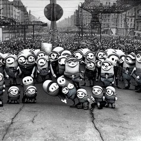 Despicable Me Minions Standing Next To Adolf Hitler Stable Diffusion