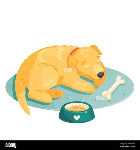 Cute Sleeping Dog Vector Cartoon Illustration Isolated On White Stock