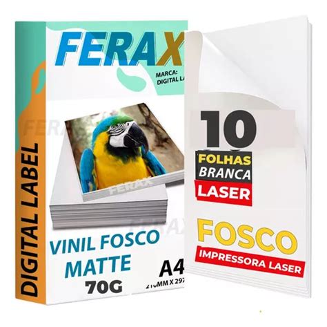 10 Adesivos Vinil Branco Fosco Laser A4 MercadoLivre