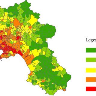 Map Of The Population Density Of The Campania Region Inhabitants Per