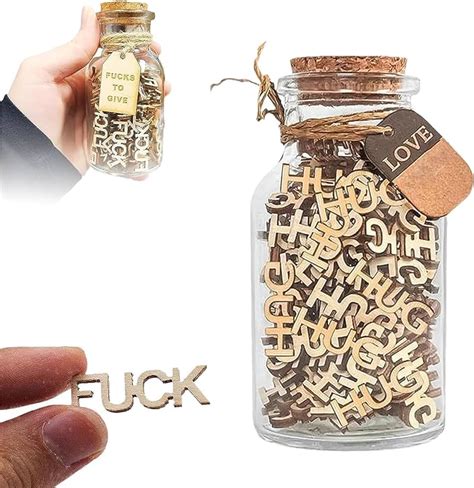 Fucks To Give 5 Oz Jar Of Fucks Fuck Wooden Cutout Letter Piece Release Pressure Bad Mood Vent