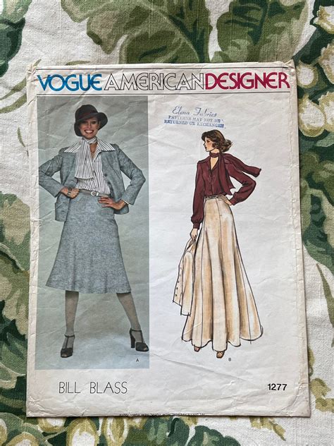 Vintage 1970s Bill Blass Vogue Sewing Pattern 1277 Misses Jacket Skirt Blouse And Scarf Size