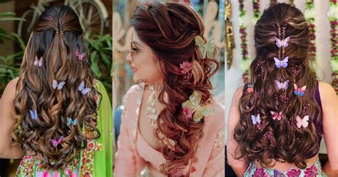 Trendalert Bridal Hairstyles With Butterfly Accessories For Mehndihaldi Ceremony Weddingbazaar