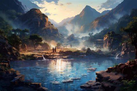 Premium Photo Womans Bathing In A Hot Spring In The Mountains