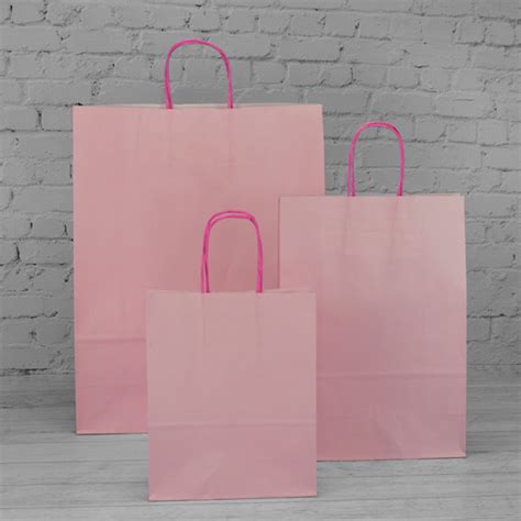 180mm Pastel Pink Twisted Handle Paper Carrier Bags