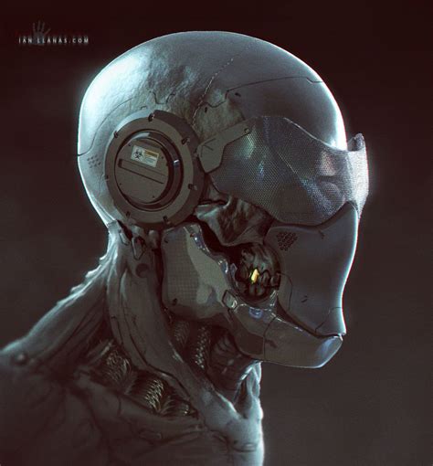 Artstation Cyborg Face Sketch Ian Llanas Human Face Drawing