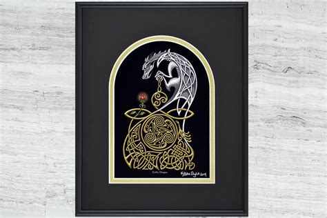 Celtic Dragon - Framed Digital Art Print 8 x 10