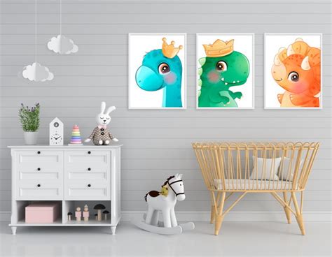 Kit 3 Quadros Quarto Infantil Bebê Dinossauros Fofos Elo7