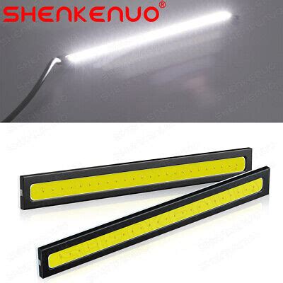 2pcs White 12V LED Strip DRL Daytime Running Lights Fog COB Car Lamp