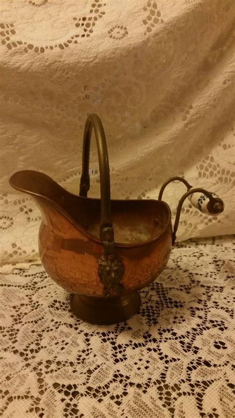 Antique Copper Brass Coal Scuttle Ash Bucket Lion Head Etsy