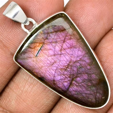 Pendentif Protection Labradorite Violet Tr S Rare Monture Argent