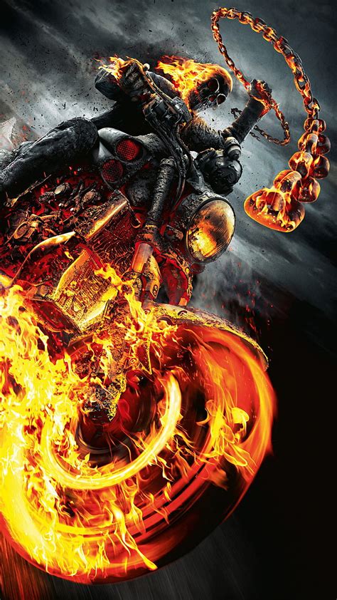 Ghost Rider Byke Entertainment Fire Movie Skull Hd Phone