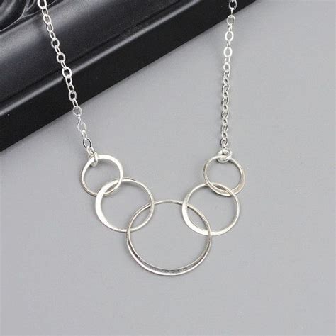 5 Circle Necklace Sterling Silver Interlocking Five Circle Etsy