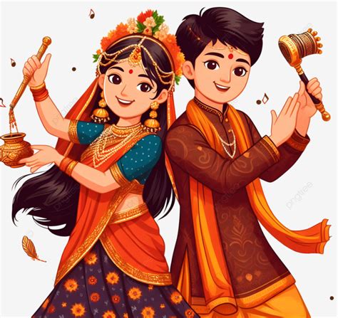 Indian Couple Dance Indian Couple Navratri Dance Navratri Dandiya