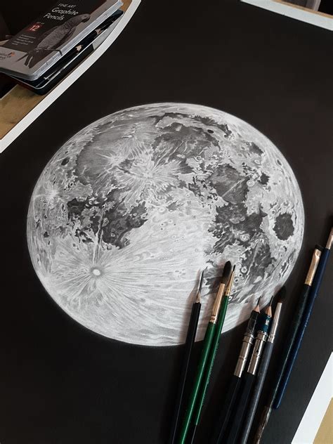 Realistic Moon Drawing