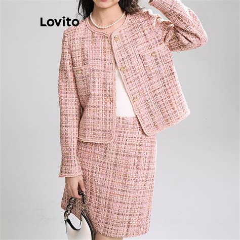 Lovito Casual Conjunto Feminino Gingham Duas Pe As O Costura